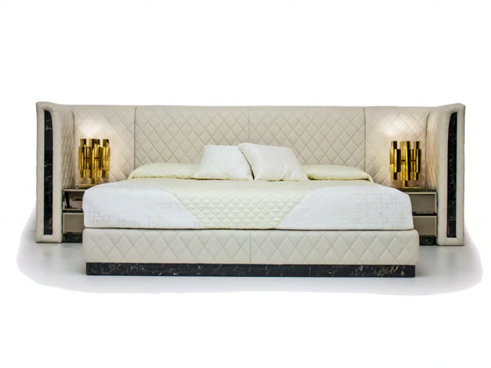 ROYAL - Leather double bed with upholstered headboard _ formitalia luxury group